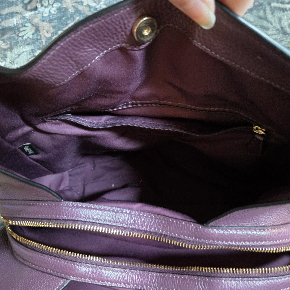 Coach Hallie Eggplant Purple Leather Women's Bag - Picture 8 of 12